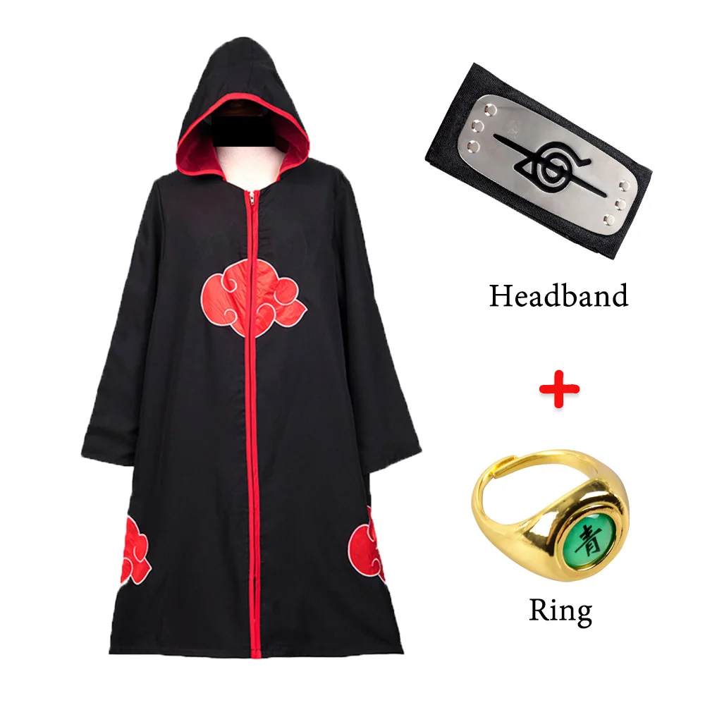 Плащ для косплея аниме взрослых и детей униформа Акацуки накидка с повязкой на