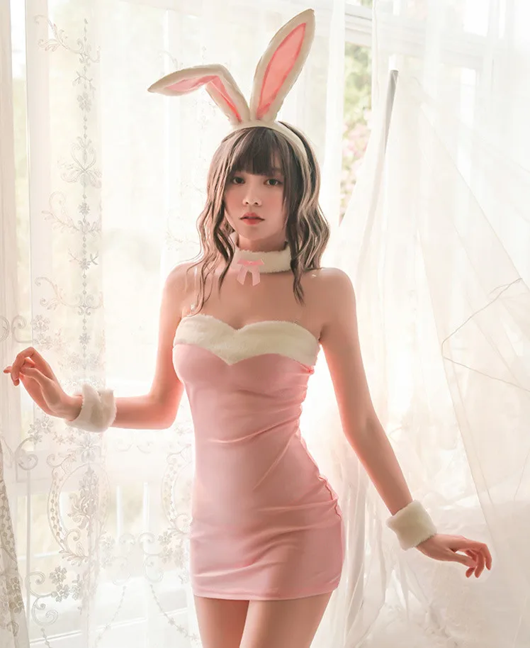 

Розовый сексуальный милый кролик девочка плюшевый материал кролик женщина Комплект Высокое качество можно носить на комиксе шоу кавайный ...