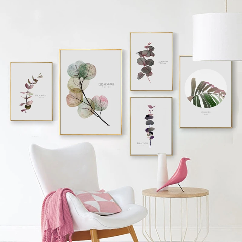 

Watercolor Eucalyptus Leaf Nordic Canvas Painting Posters And Prints Wall Art Pictures For Living Room Modern Home Decoration
