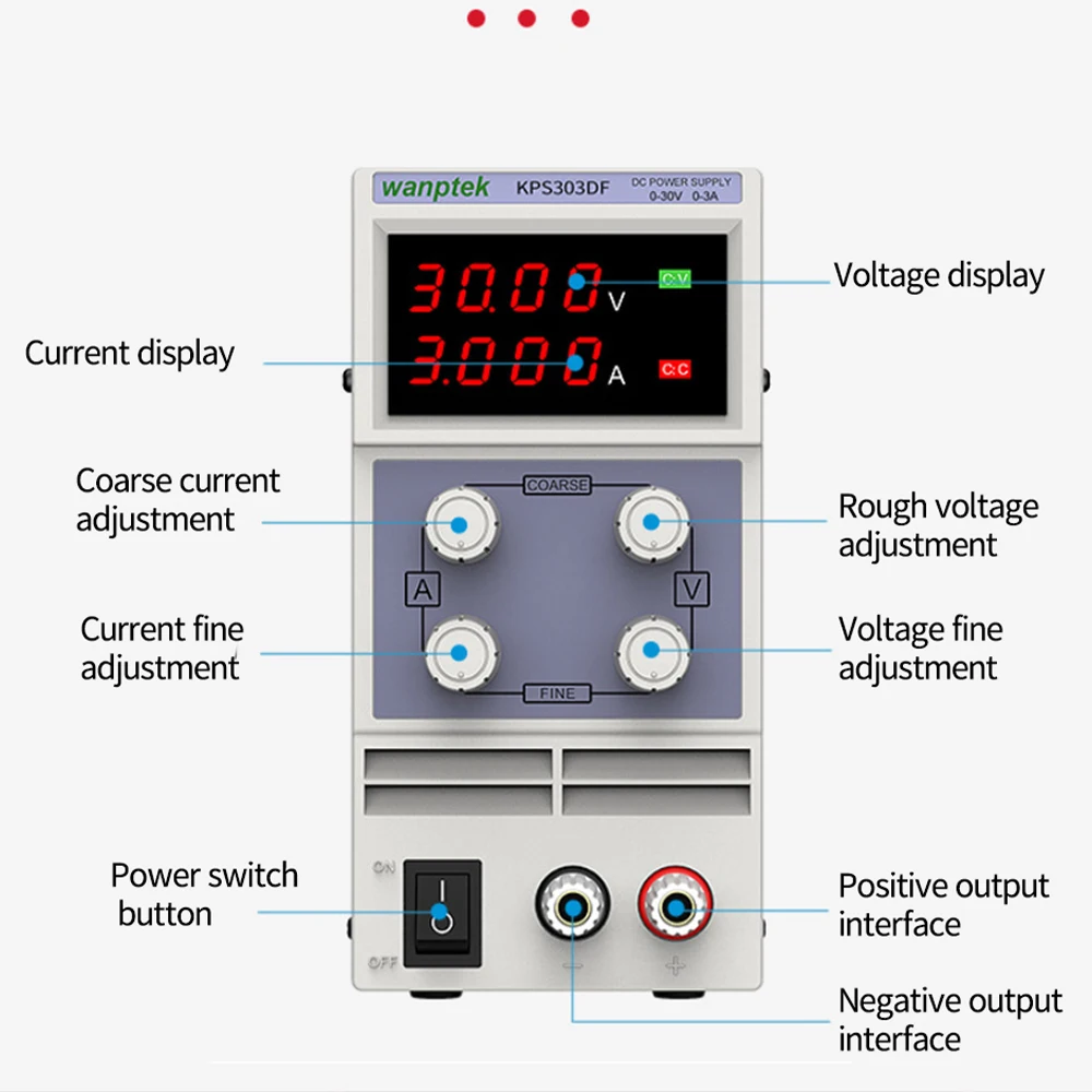 

Mini laboratory Power Supply KPS303DF 30V 3A Single Phase Adjustable SMPS Digital Voltage Regulator 0.1V 0.01A DC Power Supply
