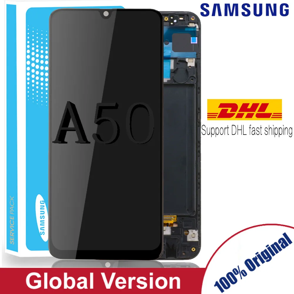 Оригинальный AMOLED ЖК дисплей 6 4 дюйма для Samsung galaxy A50 2019 A505F/DS A505F A505FD A505A сенсорный