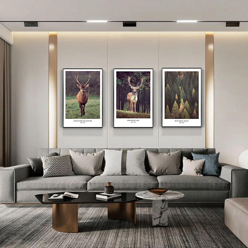 

Nordic Spring Canvas Painting Elk and Pine Nuts Christmas Gifts Wall Art Posters and Painting Prints Home Decoration Merry Chris