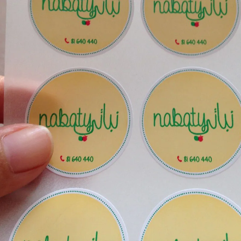 1000pcs 30x30mm Custom Self Adhesive Paper Yellow Green Round Logo Stickers Nature Beer Honey Jar Bottle Box Packaging Labels