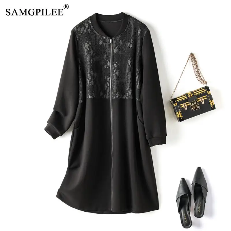 

Женский тренчкот с кружевом и пэчворком, удобный хлопковый кардиган в европейском и американском стиле, ветровка средней длины, куртка Vadim