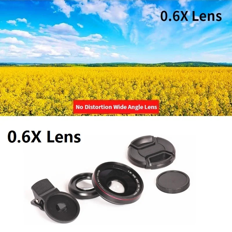 0.6X Black Orsda 4K HD Super 15X макро объектив Анти-искажения 0.6X широкоугольные оптические линзы из стекла Para Celular Телефон камера для смартфона объектив для телефона - Цвет: 0.6X Black