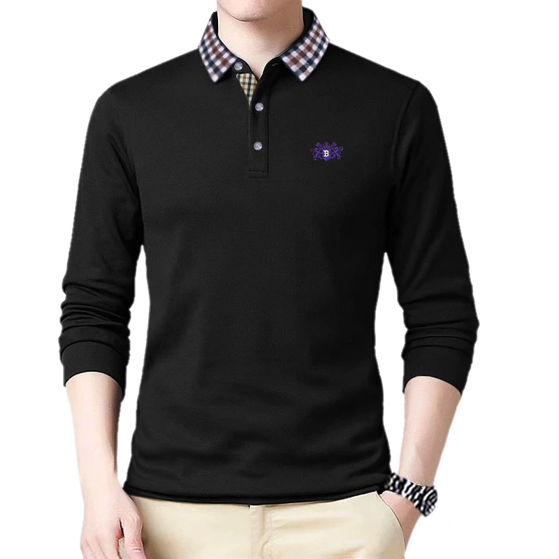 

SHABIQI 2023 New Brands Mens Long Sleeve POLO Shirts Long Sleeve Camisas Polo Stand Collar Male Polo Shirt Plus Size M-9XL 10XL