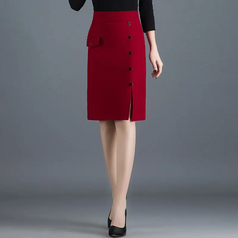 Женская трикотажная юбка-карандаш средней длины до колена | одежда