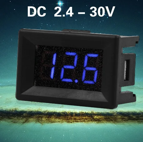 1 шт. Мини цифровой вольтметр постоянного тока 2,4 В до 30V 2-проводной Мини светодиодный Дисплей Напряжение измерительный прибор для тестирования автомобиля Мотоциклетные батареи автомобиля