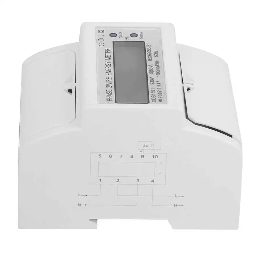 2P однофазный din рейку счетчик энергии большой экран многофункциональный без