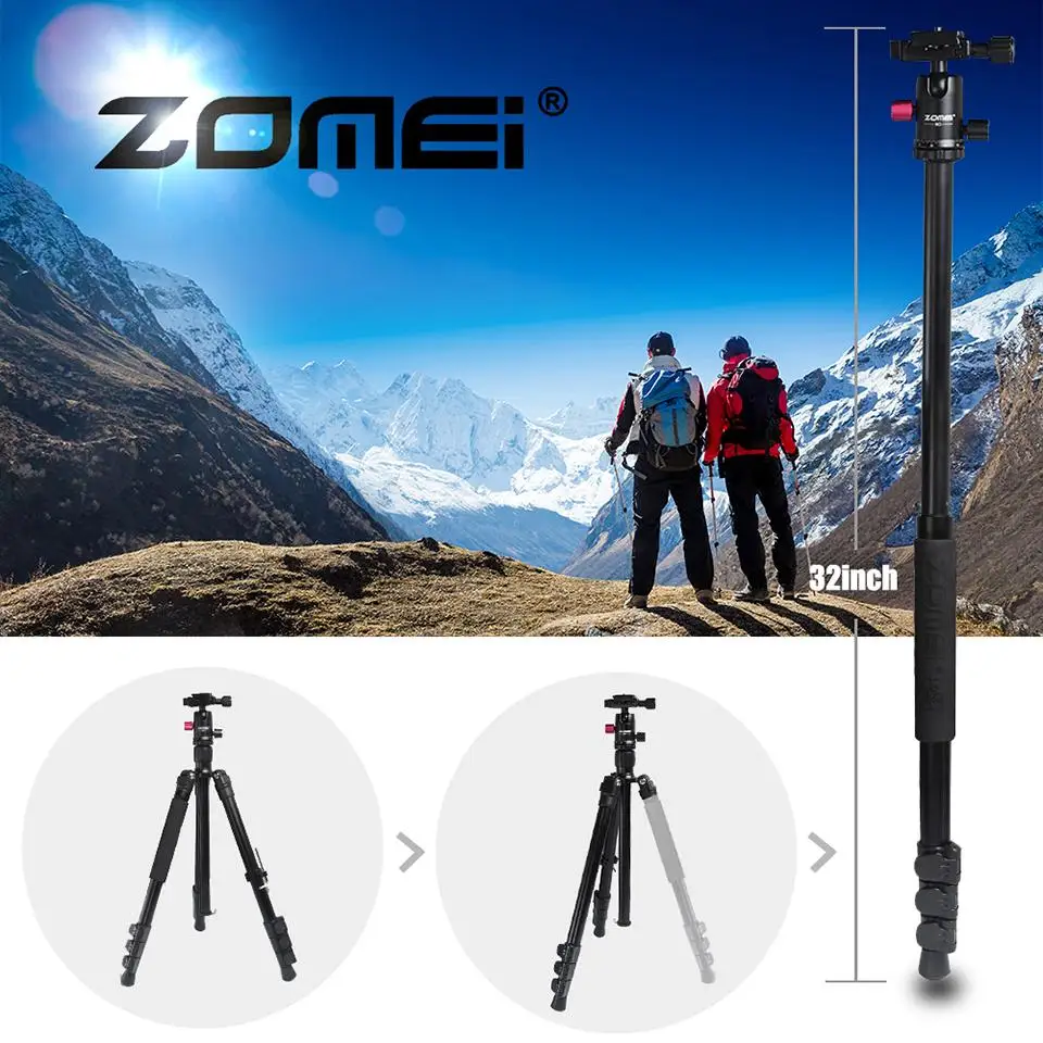 

ZOMEI Aluminum Camera Tripod Monopod Stand Lightweight Selfie Stick Smartphone Tripode flexible with Ball Head for Phone DSLR