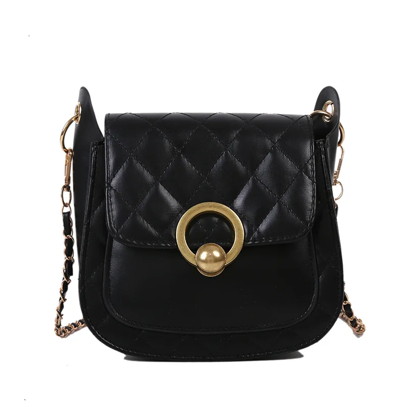 

Textured rhombus chain small bag women 2020 new fashion all-match simple chain cross-body saddle bag