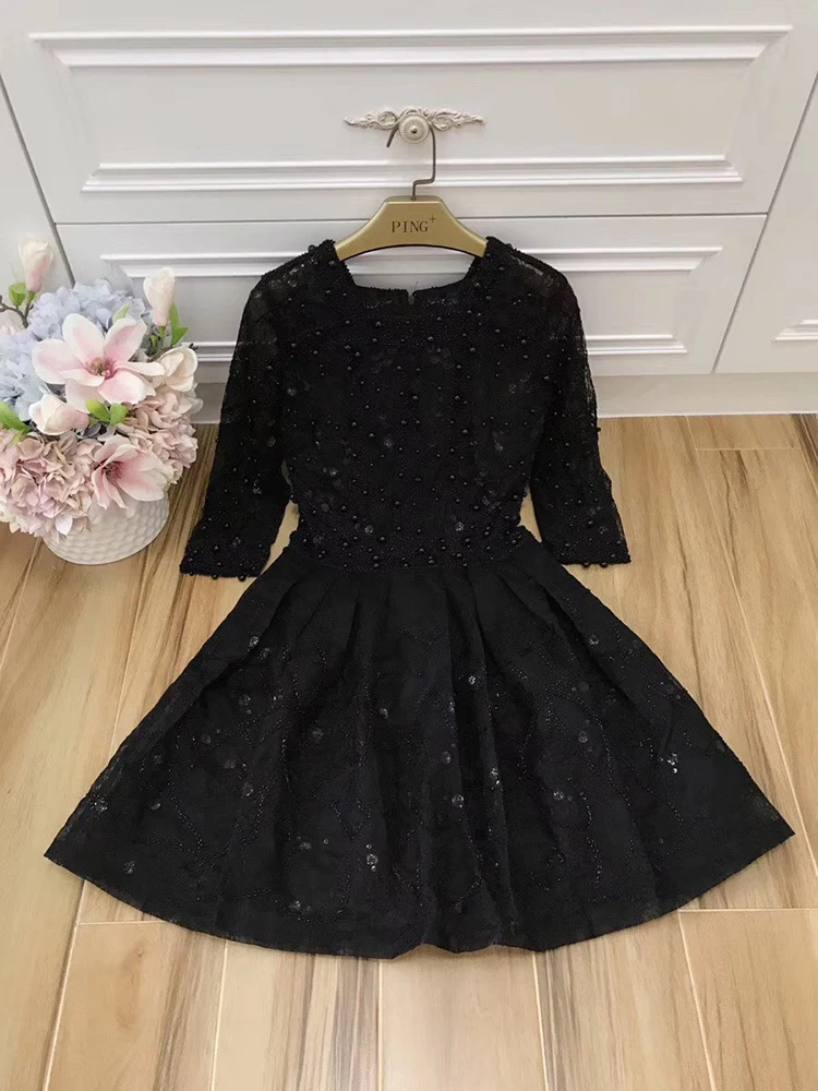 2019 осеннее Новое поступление женские черные сетчатые Мини платья роскошное