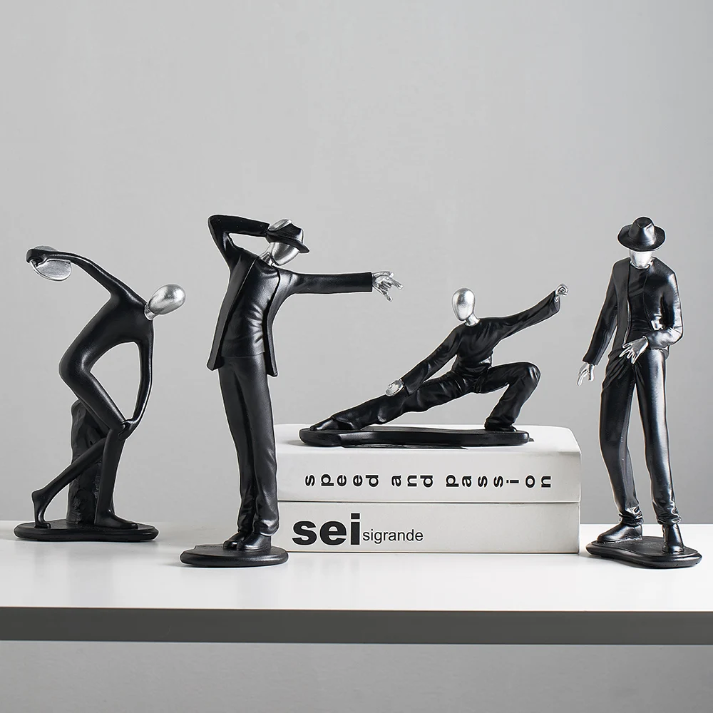 

Nordic Style Creativity Craft Black dancer character Figurines Resin Miniatures Home Decoration Living Room art Ornaments