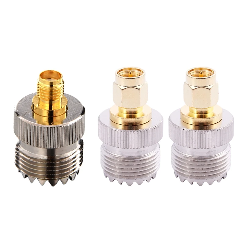

2 штекера SMA-UHF Female SO239 SO-239, штекер RF, адаптер подключения PL-259 Gold и 1 адаптер UHF Female SO-239 к SMA Female A