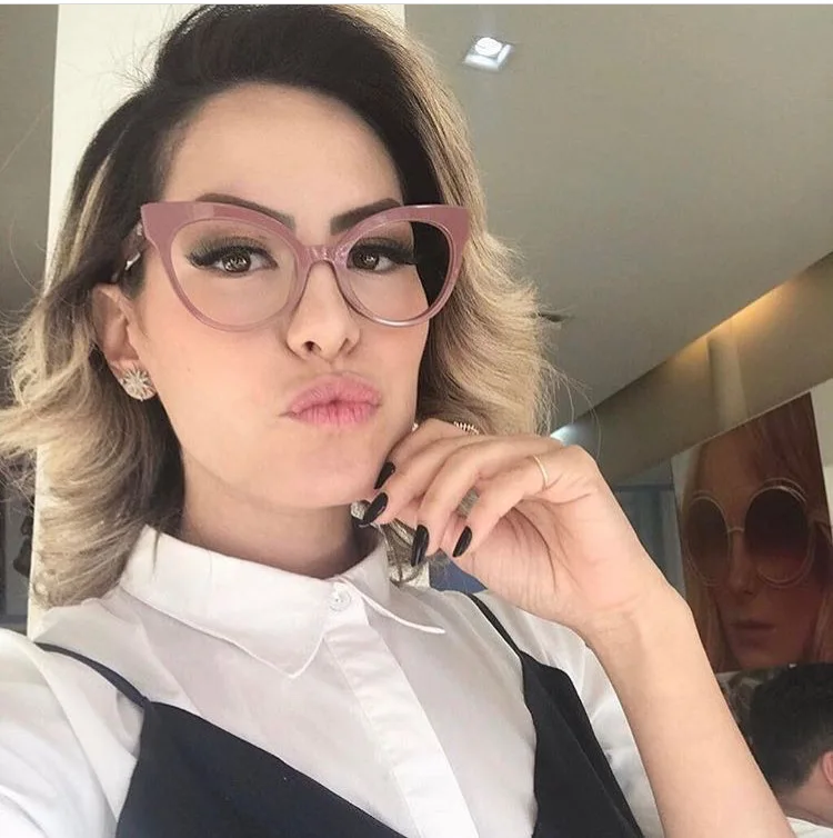 

NEW Europe designer women Reading glasses Cat eye shaped Optical glasses Rivets leg High Quality glasses frames Clear lens N265