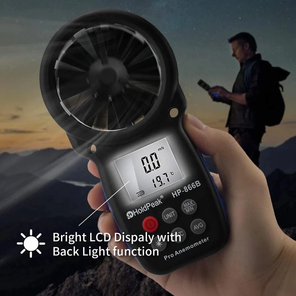 

HoldPeak HP-866B Digital Anemometer Wind Speed Meter Measures Wind Speed Temperature Wind Chill HP866 Measure Tool Wholesale