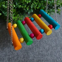 1pcs parrots swing toy funny pet products colorful birds perch hanging swings natural wooden bird chew toys pet products
