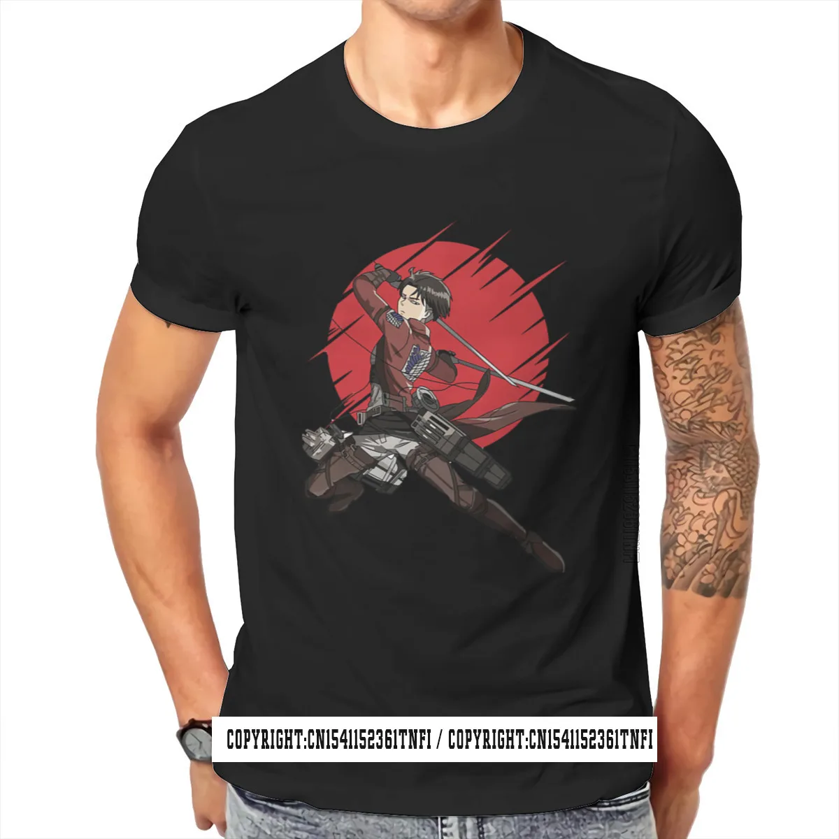 

Attack On Titan Levi Anime Sun T Shirt Classic Goth Summer Adults Plus Size 100% Cotton Men's Tees Harajuku Crew Neck Tee Shirt