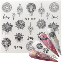 2022 new jewelry nail sticker black vintage boho style decals manicure water transfer slider foil slider decorations