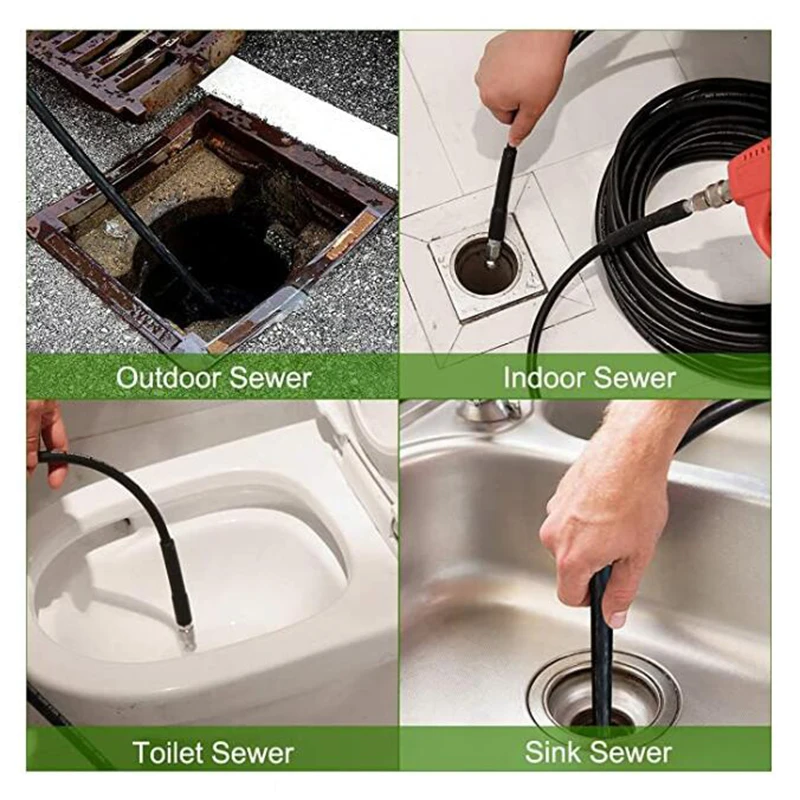 

High Pressure Washer Sewer Nozzle 1/4 inch Drain Hose Cleaning Hose Button Nose And Rotating Sewer Nozzle For Karcher K Series