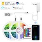 Умная Светодиодная лампа Apple Homekit, IOS, RGB лента светильник Wi-Fi, голосовое управление, таймер, поддержка Alexa,Google Home