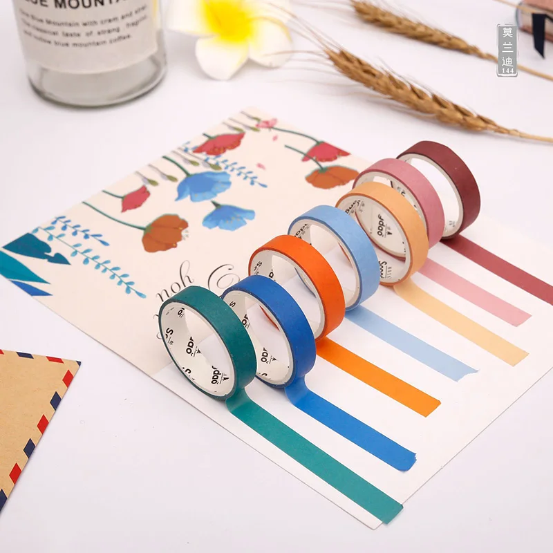 6 шт./партия клейкая лента для маскировки этикеток Милая одноцветная васи Kawaii