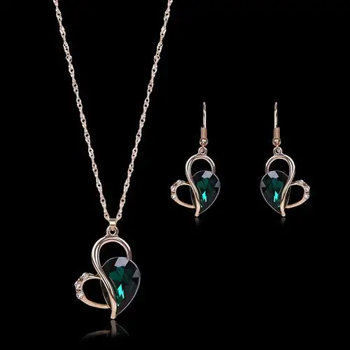 Женские модные серьги-подвески в форме сердца кулон ожерелье комплект ювелирных