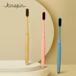 Зубные щетки KINEPIN, 3 шт., мягкие, угольные, зубная щетка со щетиной, для взрослых, портативные, для путешествий, набор зубных щеток с крышкой для головы