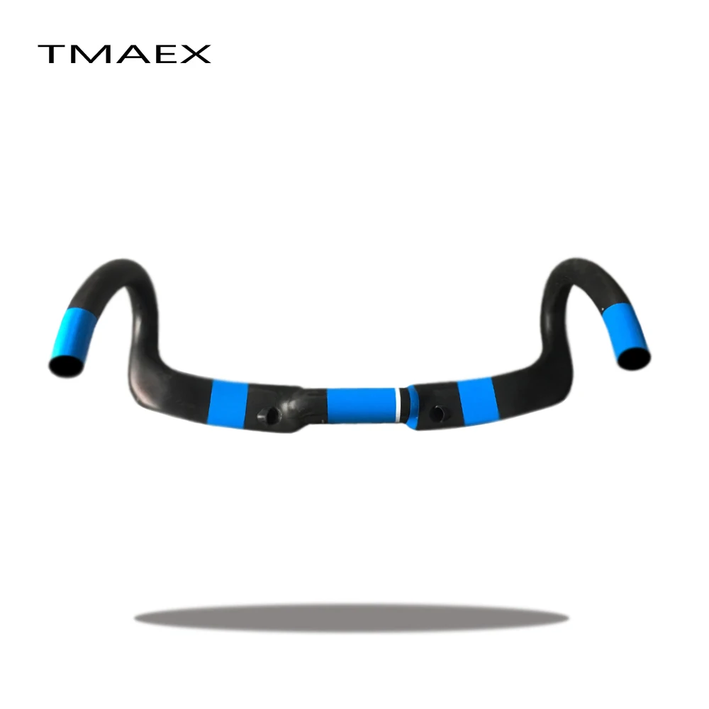 

TMAEX Blue Road bicycles Full Carbon Handlebar Carbon Fibre Bike Carbon Handlebar Road Racing Bicycle Bike Parts Matte