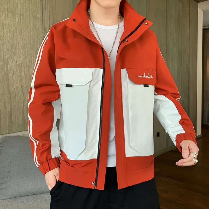 

BAIDAFEI 2021 New Fall Men's Casual Workwear Jacket Fashion Trend Korean Loose Handsome Stand Contrast Patchwork Men Top Coat