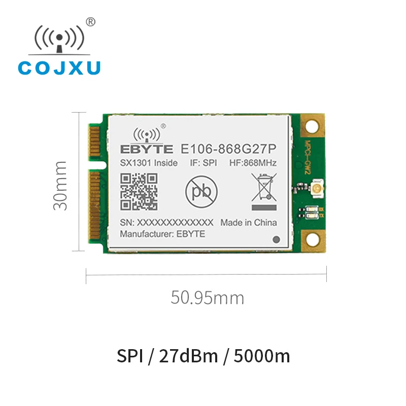 Модуль связи LoRa SX1301 Gate way 868 МГц SPI интерфейс радиочастотный модуль беспроводной