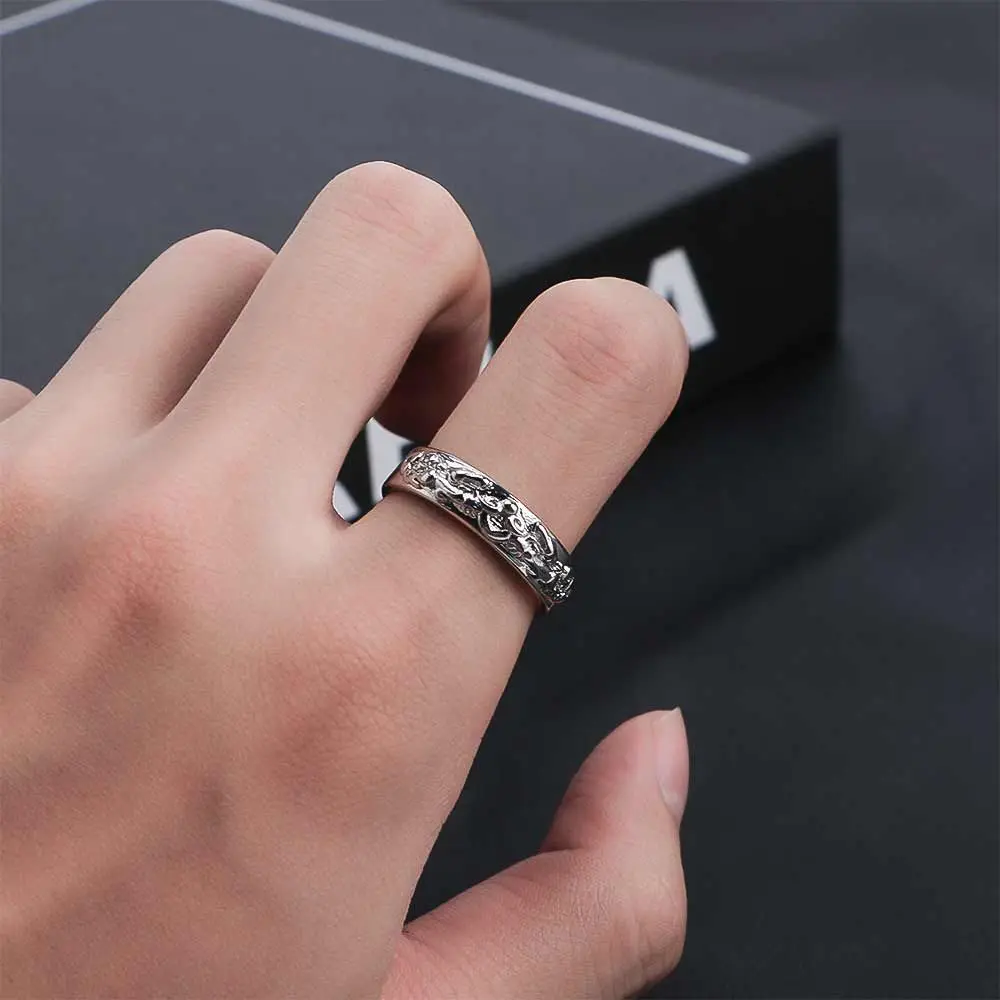 

Vintage Feng Shui Pixiu Charms Ring Amulet Protection Wealth Lucky Adjustable Opening Ring for Women Men Jewelry Gift