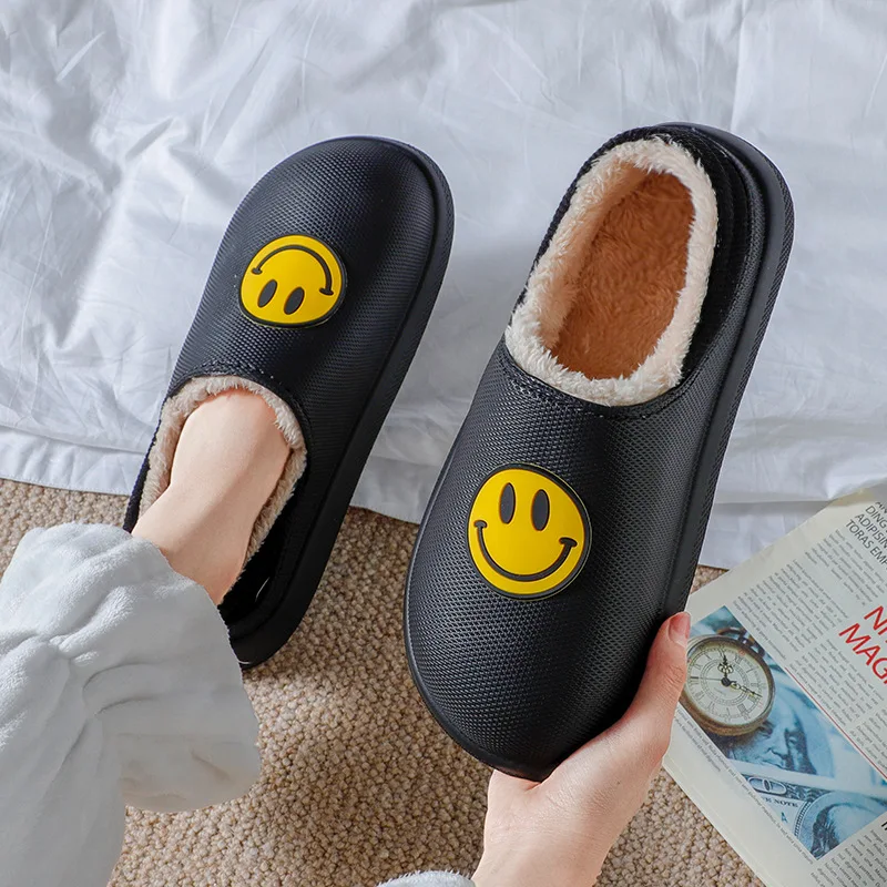 2022New Waterproof Cotton Slippers Warm Indoor Non-slip Plush Indoor Ladies Home CoupleThickBottom Slippers MenAutumn And Winter