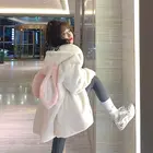 Японское милое Женское пальто с кроличьими ушками, новинка 2022 средней длины, повседневное теплое пальто, женская Свободная Толстая Вельветовая толстовка с капюшоном, куртка