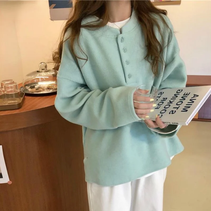 

Женские толстовки без капюшона, милая шикарная Свободная Женская одежда в Корейском стиле Ins для колледжа с длинным рукавом, универсальная ...