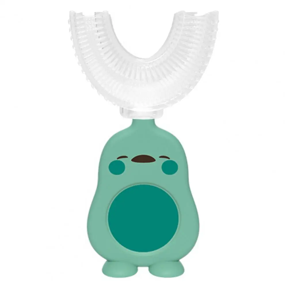 Ni&ntilde;o cepillo de dientes mango de historieta 360 grados de limpieza de mano de cerdas suaves U-Manual Tipo de cepillos de dientes suministros de beb&eacute; Cuidado Oral-2