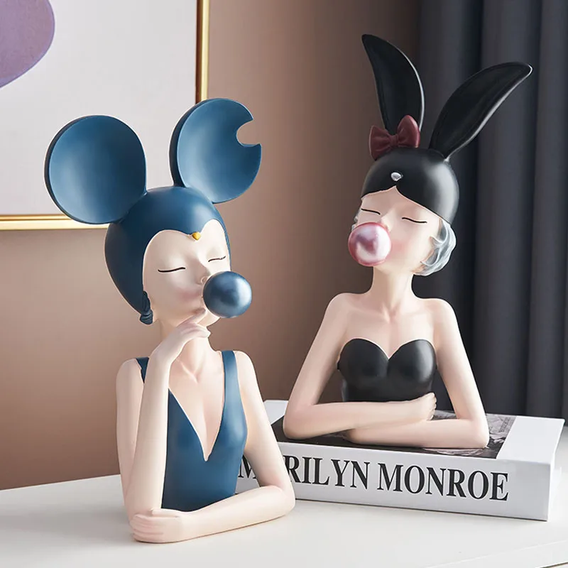 

Moden Girl Resin Art Desktop Statue Gift Salon Sculpture Ornaments Office Tabletop Figurines Crafts Home Decoration Accessories