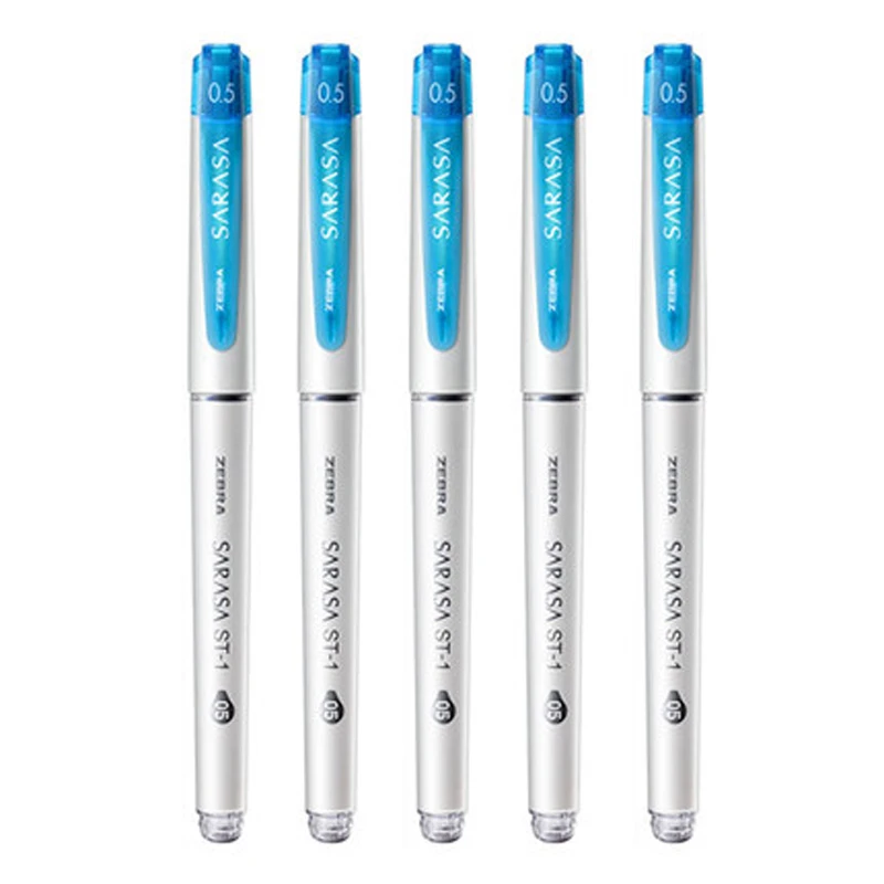 5pcs sky blue Зебра 5/10 шт. ручка с чернилами стандартных цветов JJZ58 SARASA 0,5 мм Большой Ёмкость студент экспертизы подпись в офисе ручка красный, синий и черный - Цвет: 5pcs sky blue