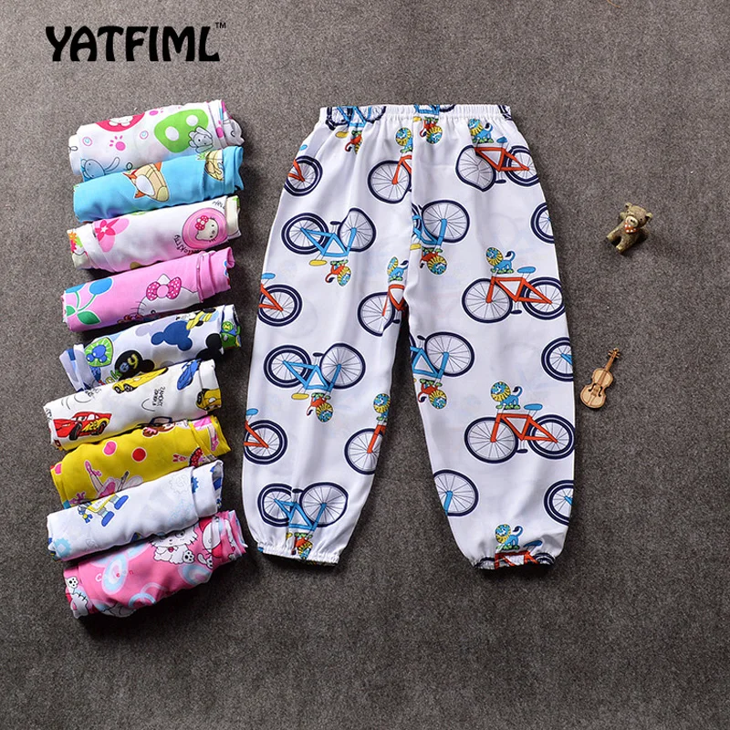 

Детские хлопковые штаны YATFIML, 10 узоров, свободная Пижама для мальчиков и девочек, штаны с эластичным поясом