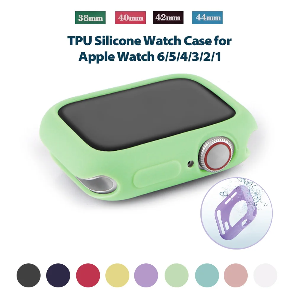 

Мягкий силиконовый чехол для Apple Watch Series Se 65432 44 мм 40 мм, защитный чехол-бампер для Smart iWatch 38 мм 42 мм, аксессуары