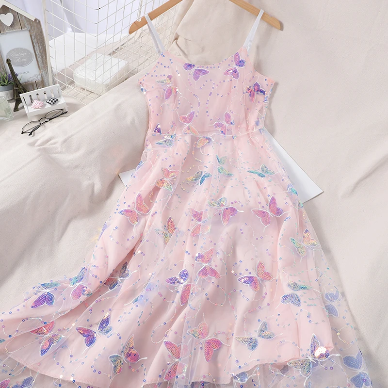 Платье-комбинация женское с пайетками элегантное пикантное Сетчатое пляжное