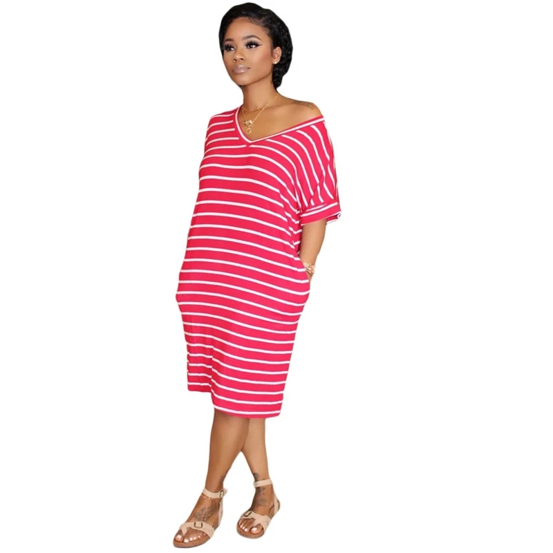 Женское длинное платье-футболка свободное летнее черное платье в полоску с