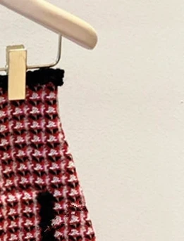 

2021 Spring and Summer New Woven Tweed Plaid Contrast High Waist A-line Skirt