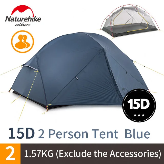 Naturehike 2 человека палатка для кемпинга Mongar 20D нейлоновая Сверхлегкая двухслойная