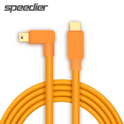 

USB-C to 2.0 Mini 5Pin, 1.5M-10M (High-Visibility Orange) elbow cable Mini usb type c Elbow on line no transfer 5D2 5d3 80d 6d