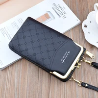 10pcs women vertical style double layer zipper leather wallet hand mobile phone case should bag