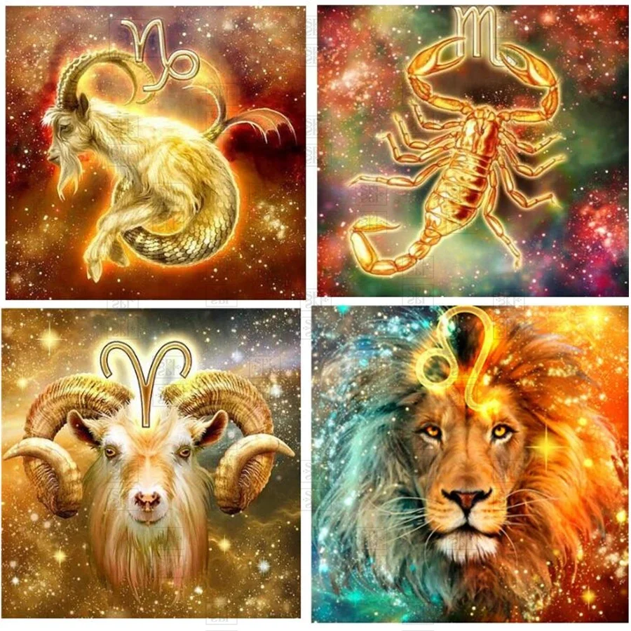 

Diy 5D Diamond Painting 12 Zodiacal Constellation Cross Stitch Kit Diamond Embroidery Mosaic Art Rhinestone Home Decoration Gift