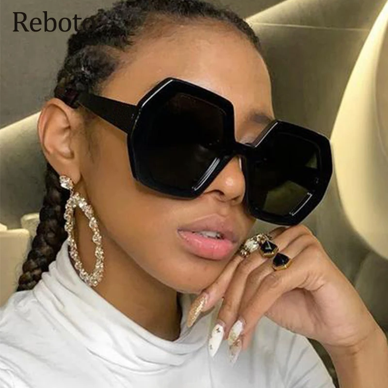 

2021Brand Square Woman Sunglasses Trends Oversized Chain Vintage Black Shades Women Polygon Sun Glasses Female Eyewear UV400