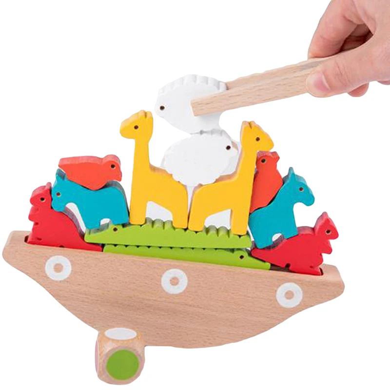 

Балансирующая рама для лодки, Детские обучающие игрушки Монтессори, баланс животных, красочные деревянные блоки для раннего развития, Игру...