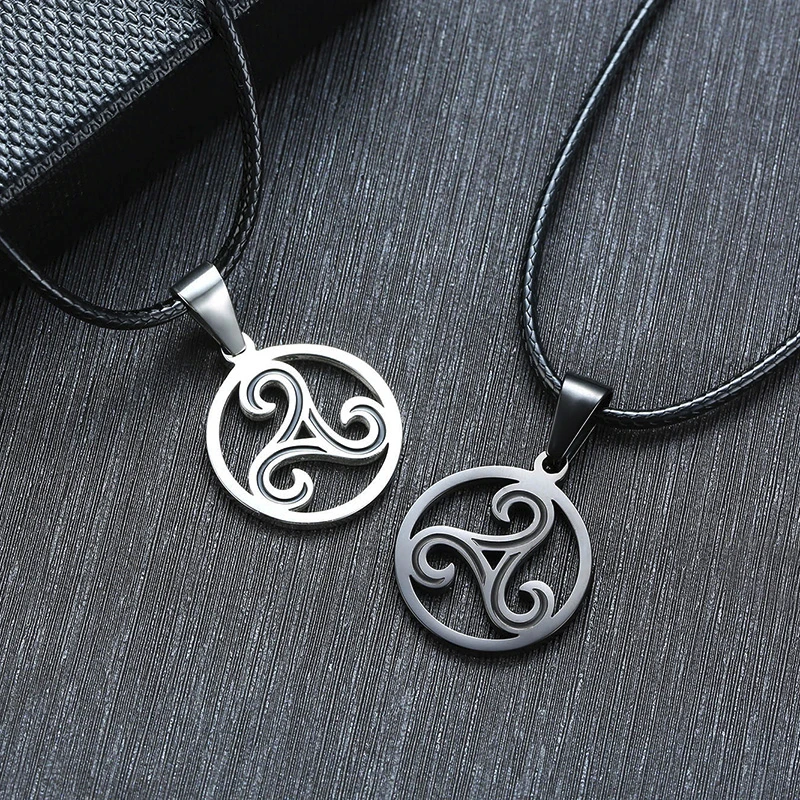 Серебряное ожерелье Triskelion с тройной спиральной подвеской, ожерелье из нержавеющей стали Bbc Renaissance, ювелирные изделия унисекс